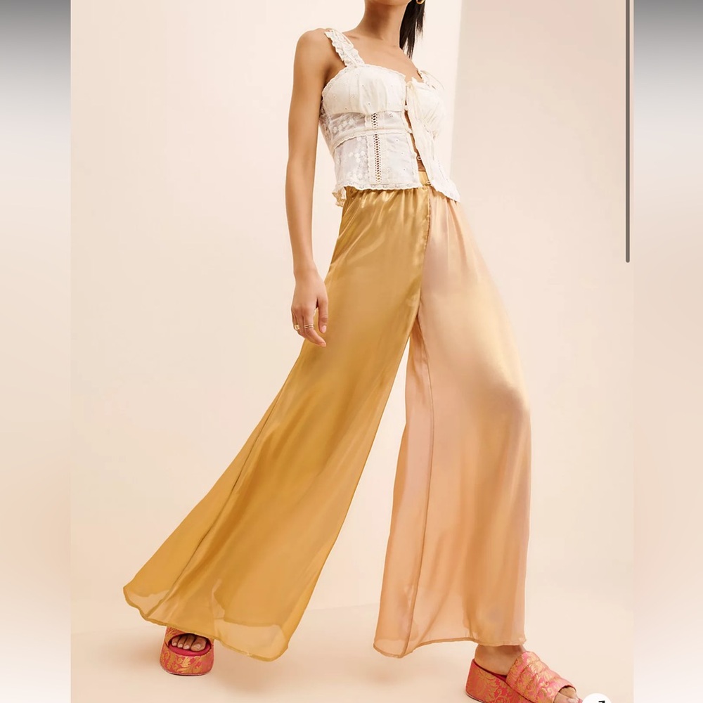 Jen's Pirate Booty Golden Wave Cover-Up Sheer Wide Leg Pants size medium